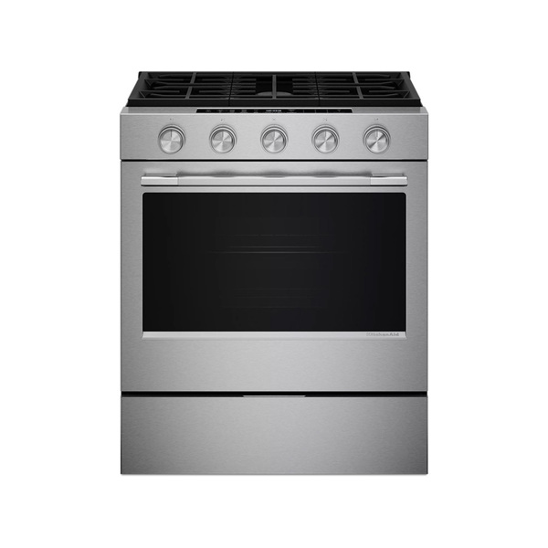 KitchenAid 30吋五口爐連烤 瓦斯型 (2in1雙效爐頭)_不鏽鋼銀