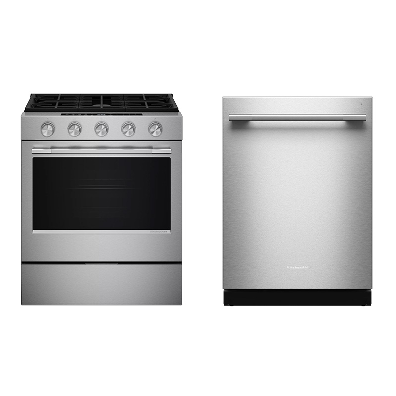 KitchenAid 30吋五口爐連烤 瓦斯型 (2in1雙效爐頭)+KitchenAid 86cm 進階ProDry熱旋風烘乾系統 全嵌洗碗機《得利購 HOME 18 個月保固》_不鏽鋼銀