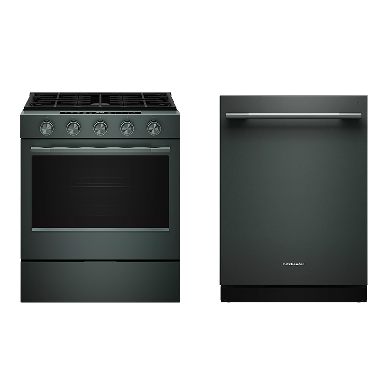 KitchenAid 30吋五口爐連烤 瓦斯型 (2in1雙效爐頭)+KitchenAid 86cm 進階ProDry熱旋風烘乾系統 全嵌洗碗機《得利購 HOME 18 個月保固》_暮松綠