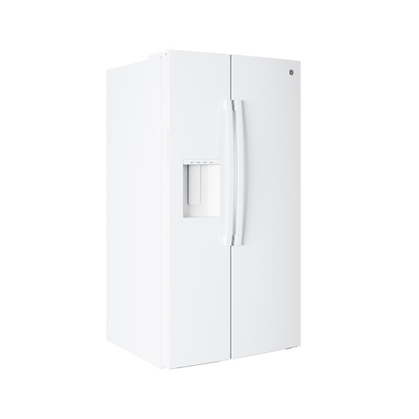 GE 790L 美式大容量雙門對開冰箱_白_側面