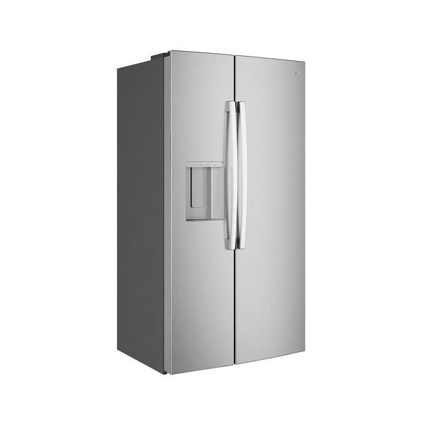 GE 710L 薄型雙門對開冰箱_不鏽鋼_側邊