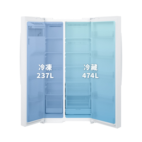 GE 710L 薄型雙門對開冰箱_白_容量