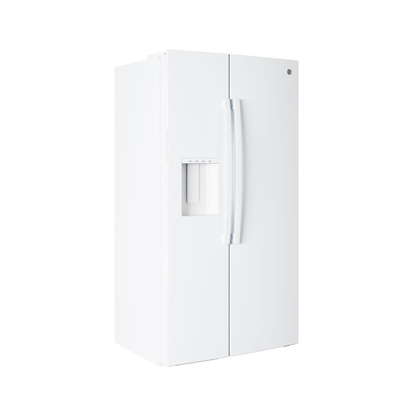 GE 710L 薄型雙門對開冰箱_白_側邊