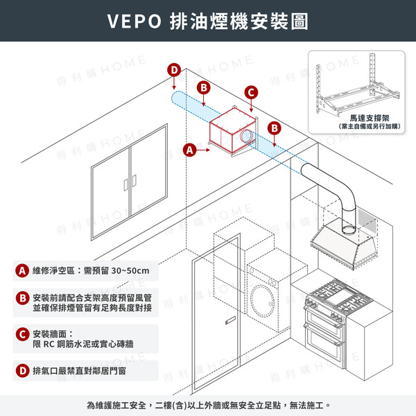 VEPO 全吸式抽油煙機(外置馬達)